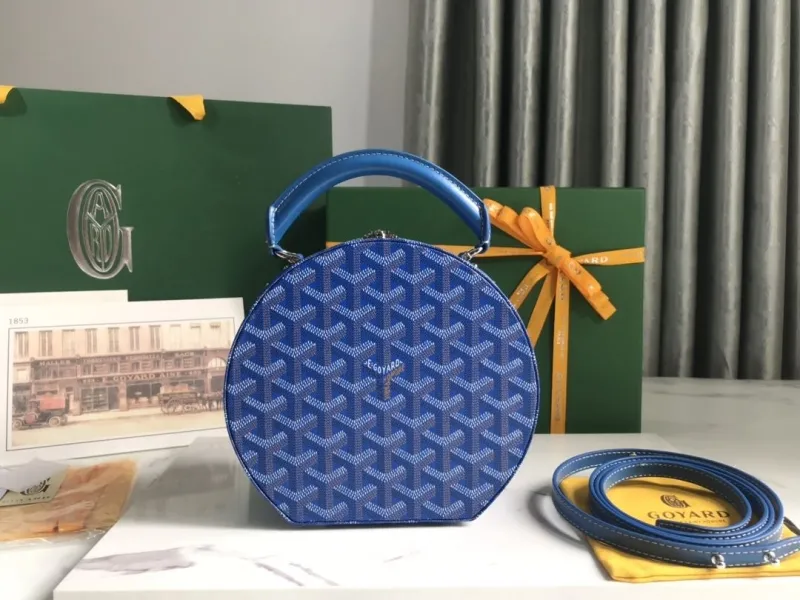 Goyard Blue Round Top Handle Shoulder Bag