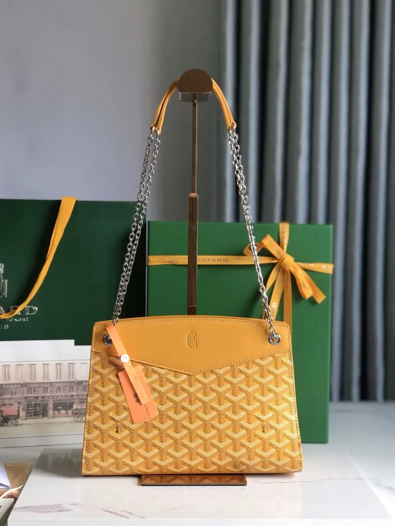 Goyard Yellow Top Handle Chain Shoulder Bag