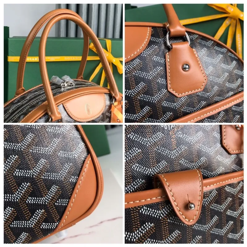 Goyard Black Brown Top Handle Bag 282 - Image 5