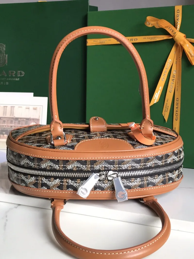 Goyard Black Tan Top Handle Bag 296 - Image 6