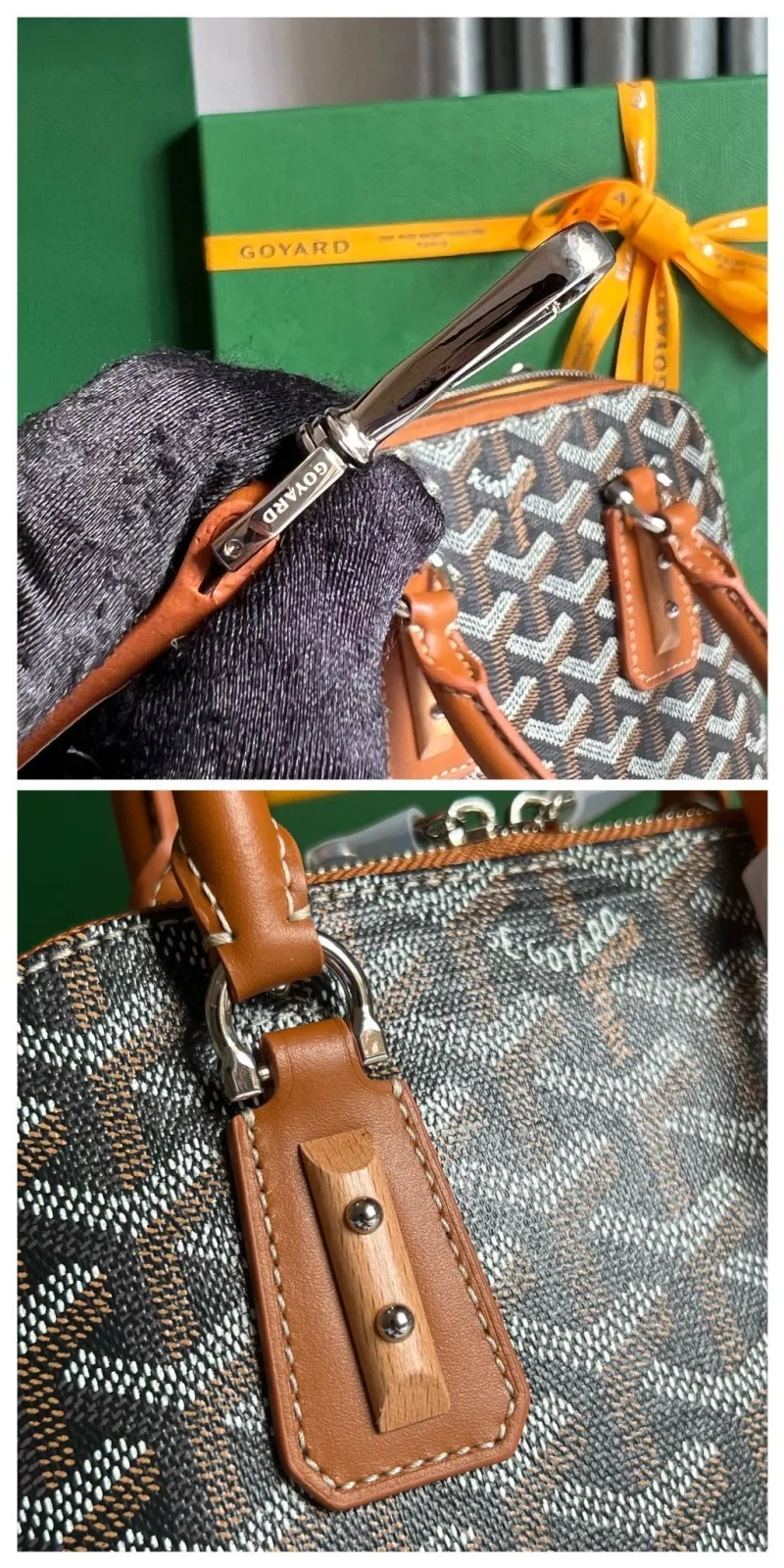 Goyard Black Brown Top Handle Bag 299 - Image 9