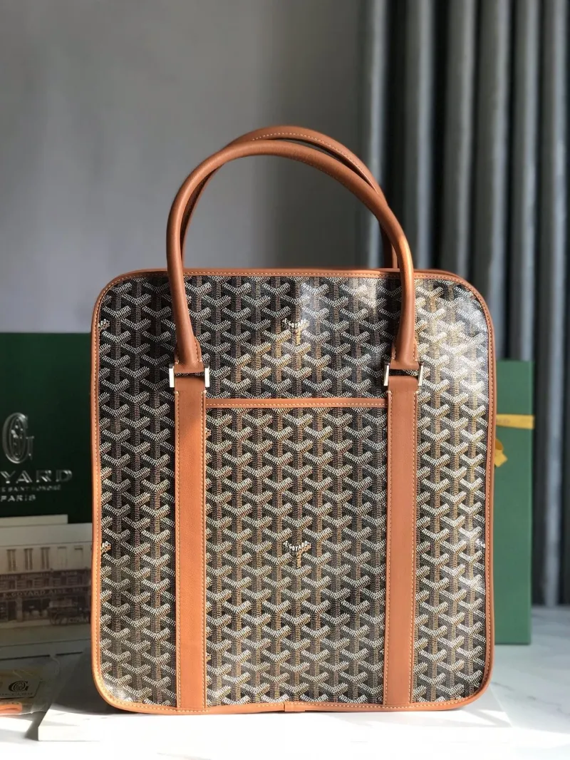Goyard 313 Vertical Top Handle Tote Bag Black Tan