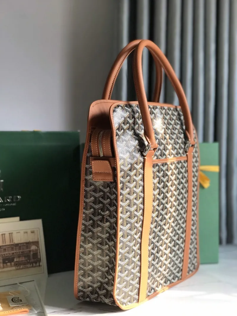 Alternative view of Goyard 313 Vertical Top Handle Tote Bag Black Tan