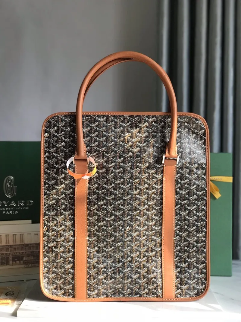 Goyard 313 Vertical Top Handle Tote Bag Black Tan - Image 3