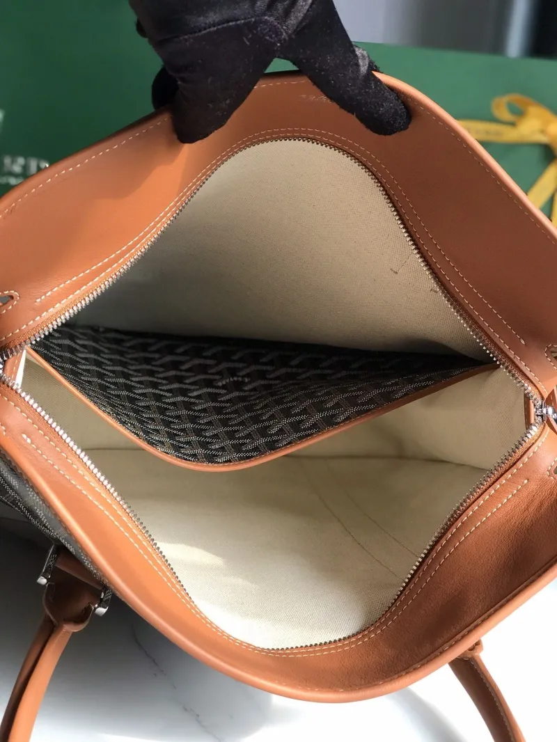 Goyard 313 Vertical Top Handle Tote Bag Black Tan - Image 9
