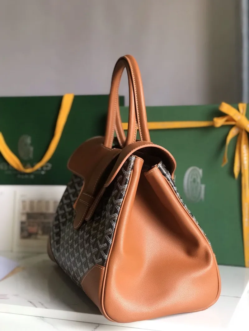 Alternative view of Goyard Tan Black Top Handle Tote Bag 339