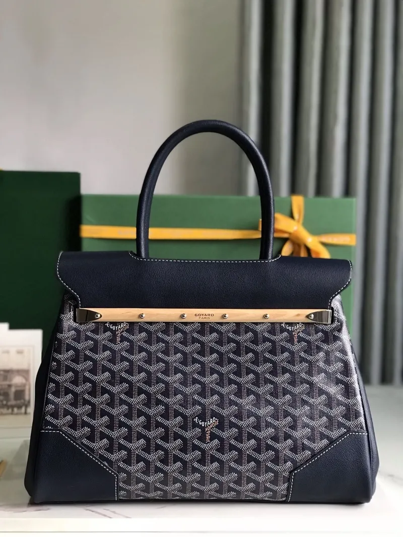 Goyard Navy Top Handle Bag 345 - Image 3