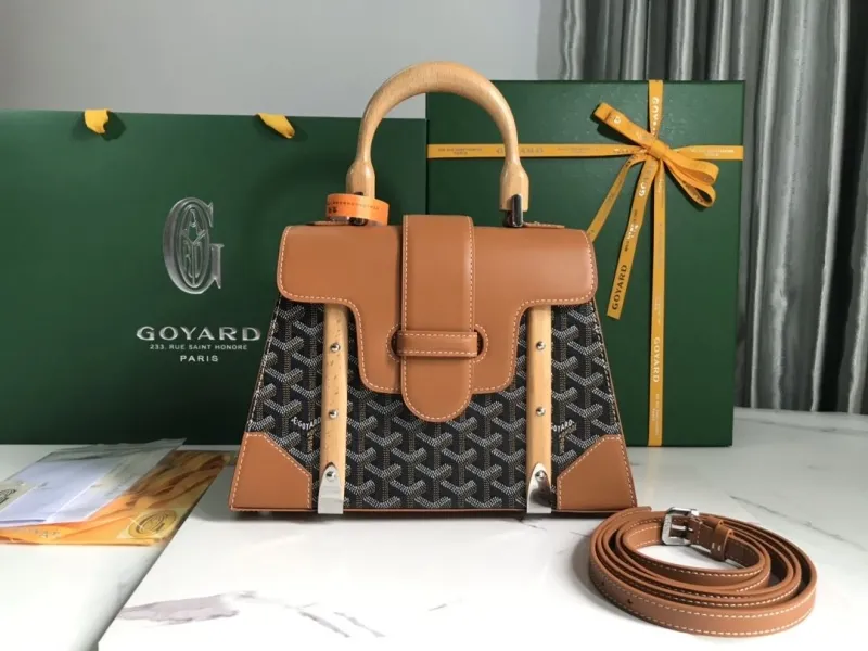 Goyard Black Brown Top Handle Bag