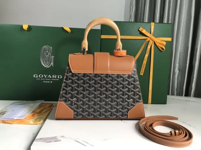 Goyard Black Brown Top Handle Bag - Image 3