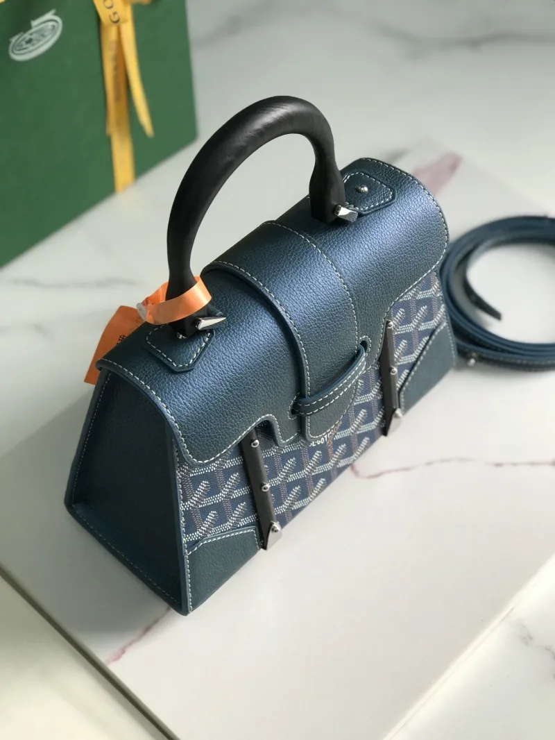 Goyard Blue Top Handle Bag 452 - Image 4
