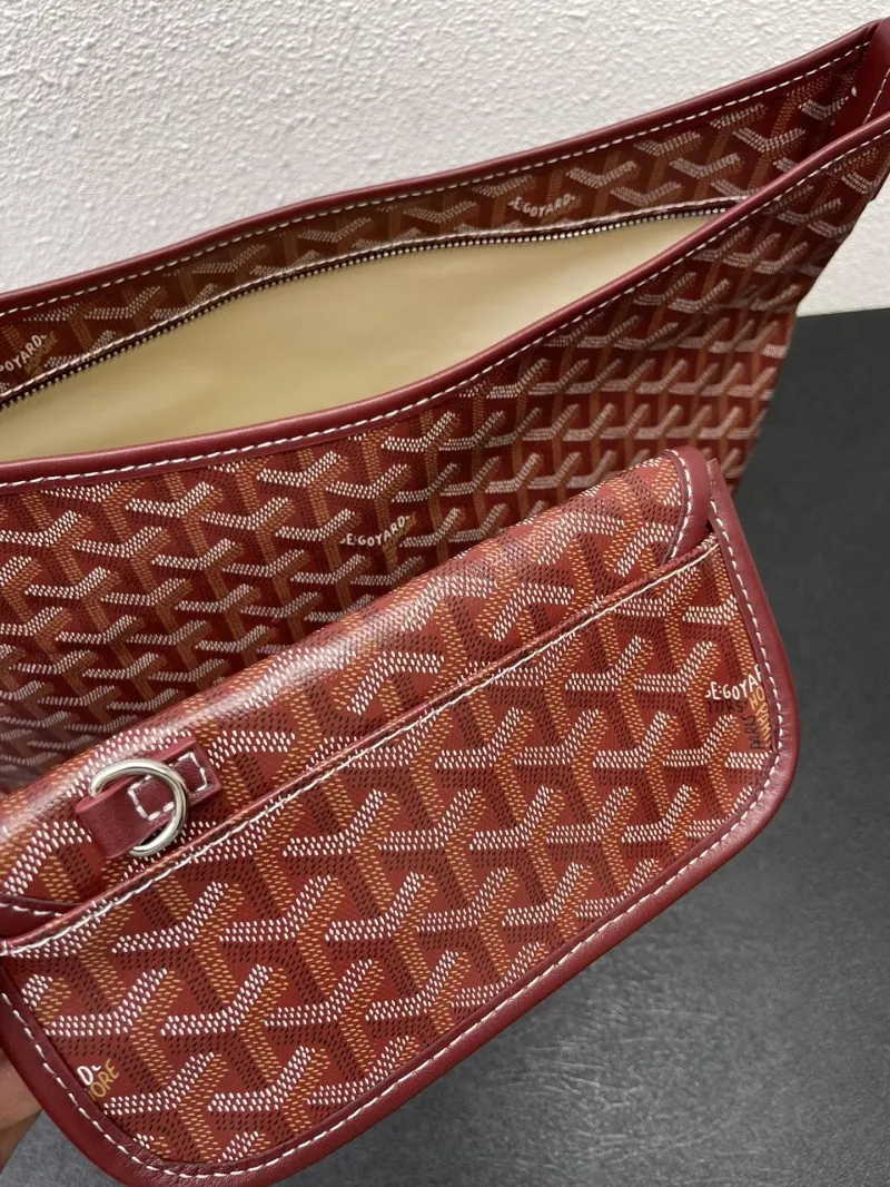 Goyard Burgundy Hobo Bag 42cm with Pouch - Image 6