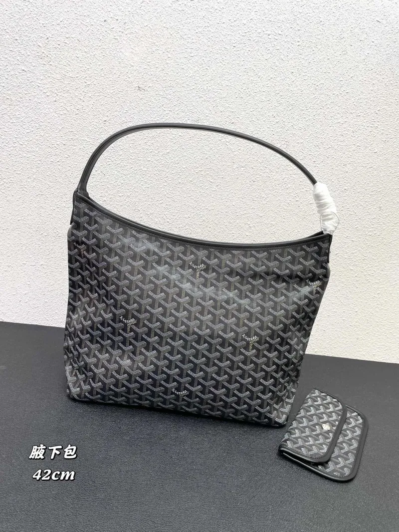 Goyard Black Hobo Shoulder Bag 42cm with Pouch - Image 3