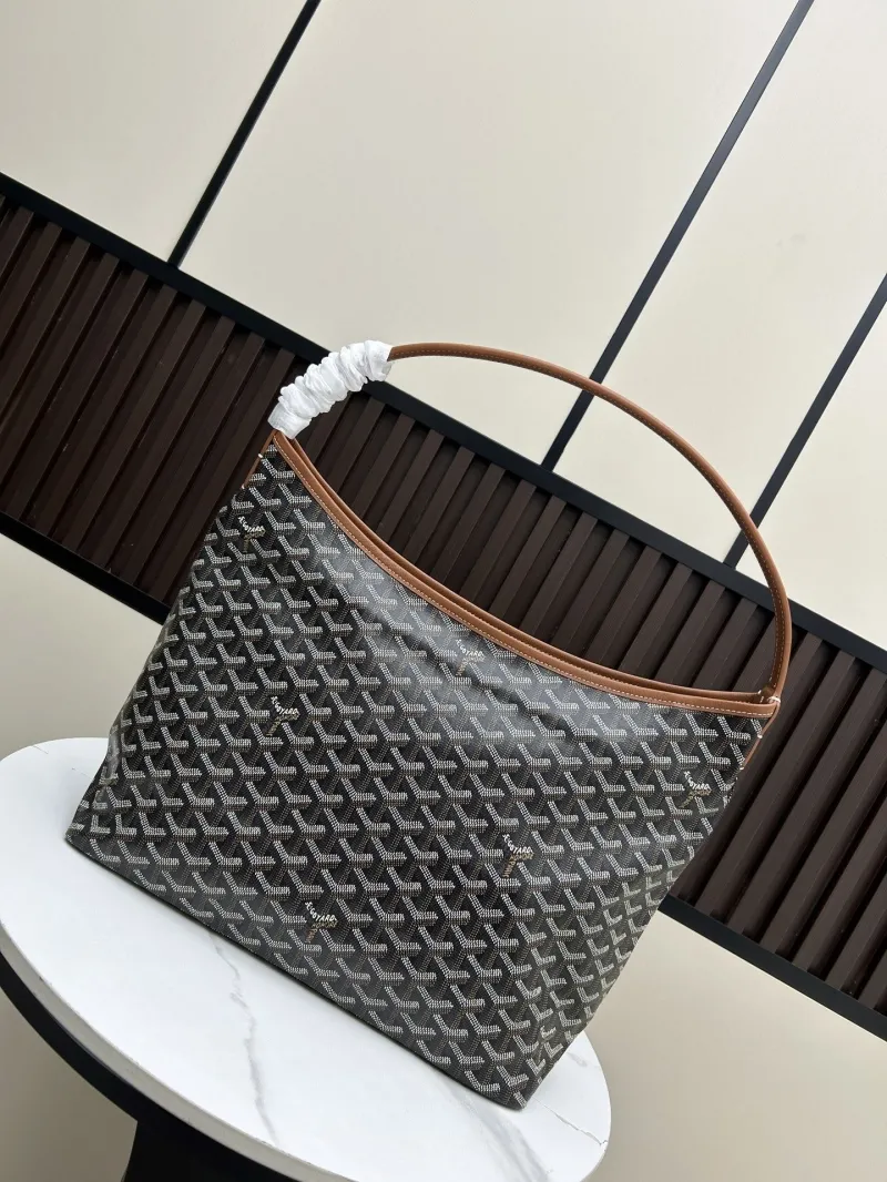 Goyard Black Tan Top Handle Hobo Bag 42x27x15cm - Image 3