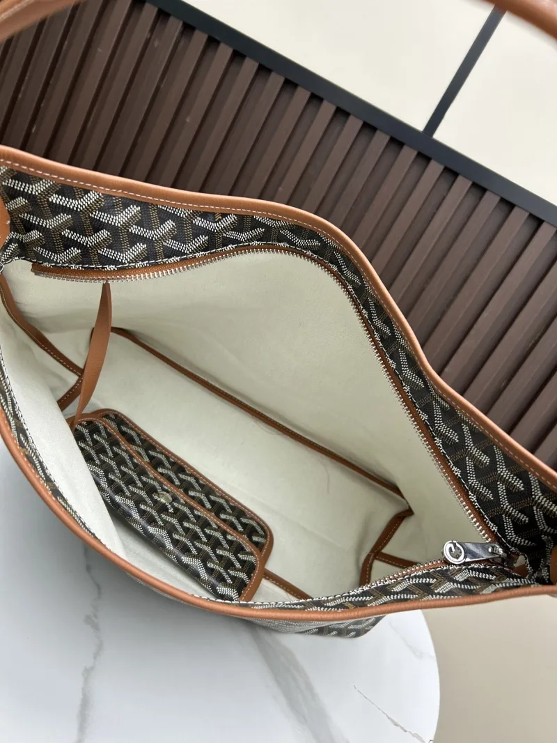 Goyard Black Tan Top Handle Hobo Bag 42x27x15cm - Image 6