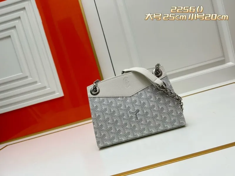 Goyard White Top Handle Chain Bag Model 2256 Sizes 25cm 20cm