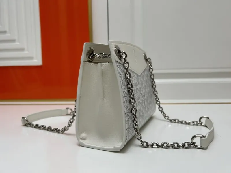 Goyard White Top Handle Chain Bag Model 2256 Sizes 25cm 20cm - Image 3