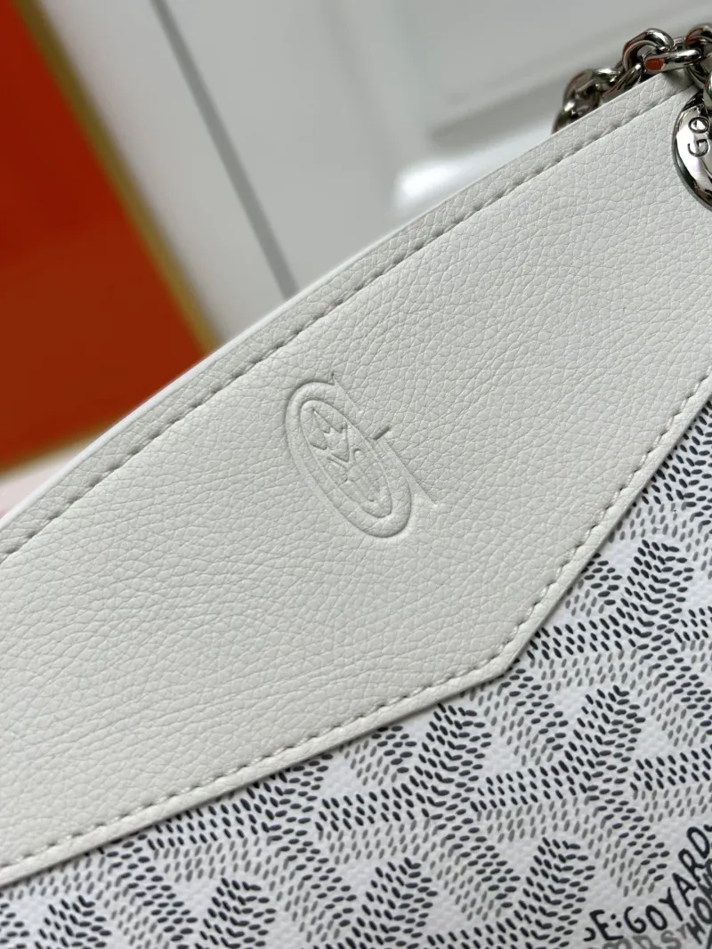 Goyard White Top Handle Chain Bag Model 2256 Sizes 25cm 20cm - Image 5