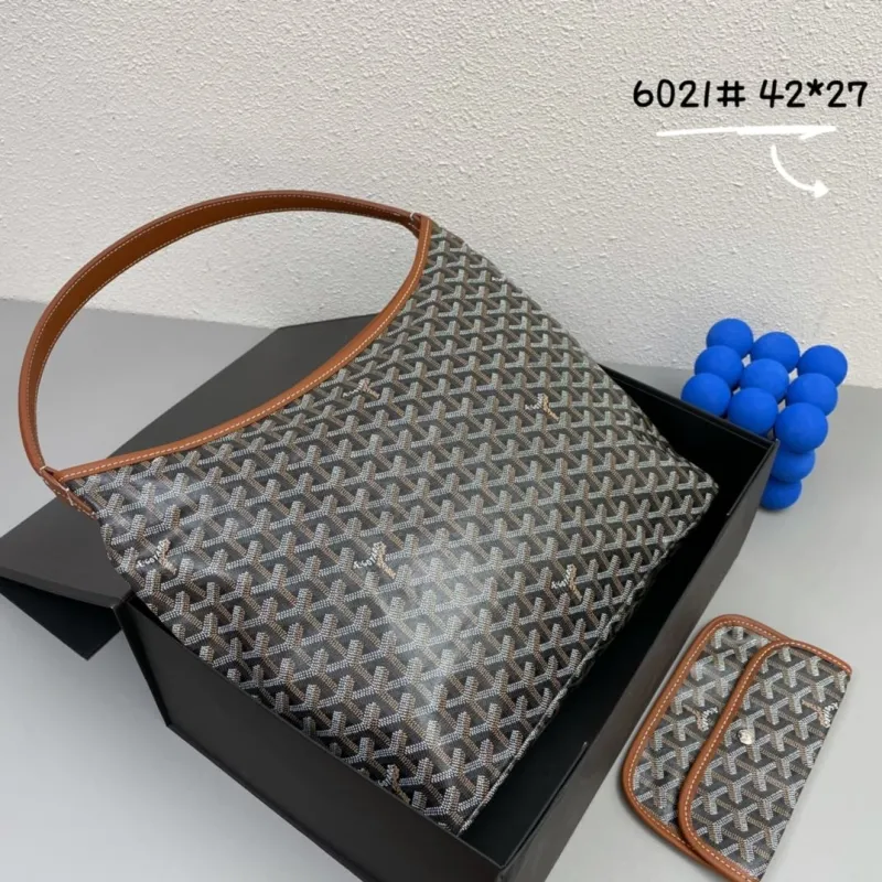 Goyard 6021 Black Brown Hobo Shoulder Bag