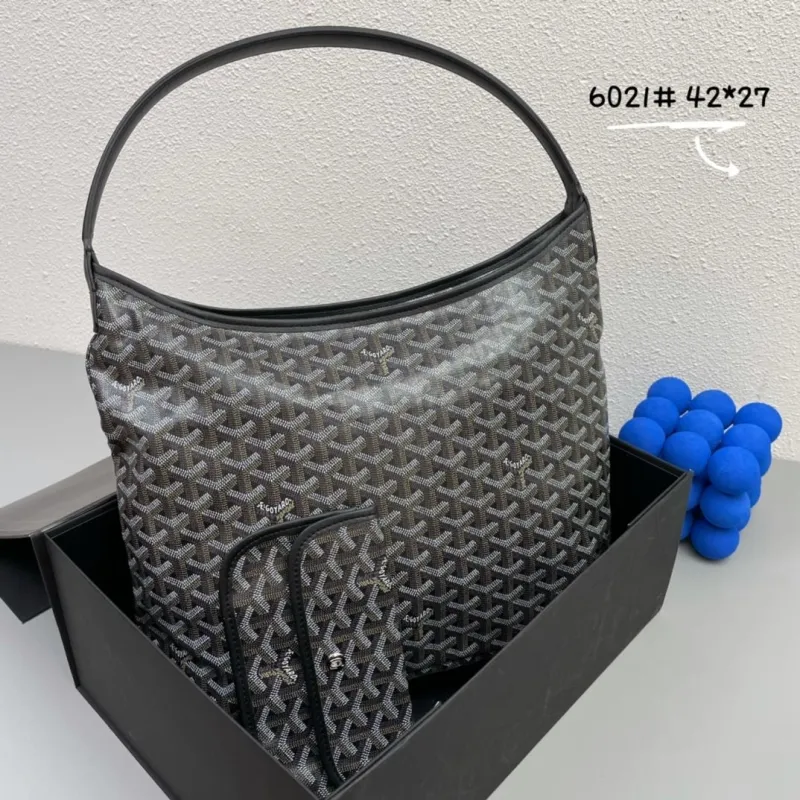 Alternative view of Goyard Dark Gray Hobo Bag with Pouch 6021