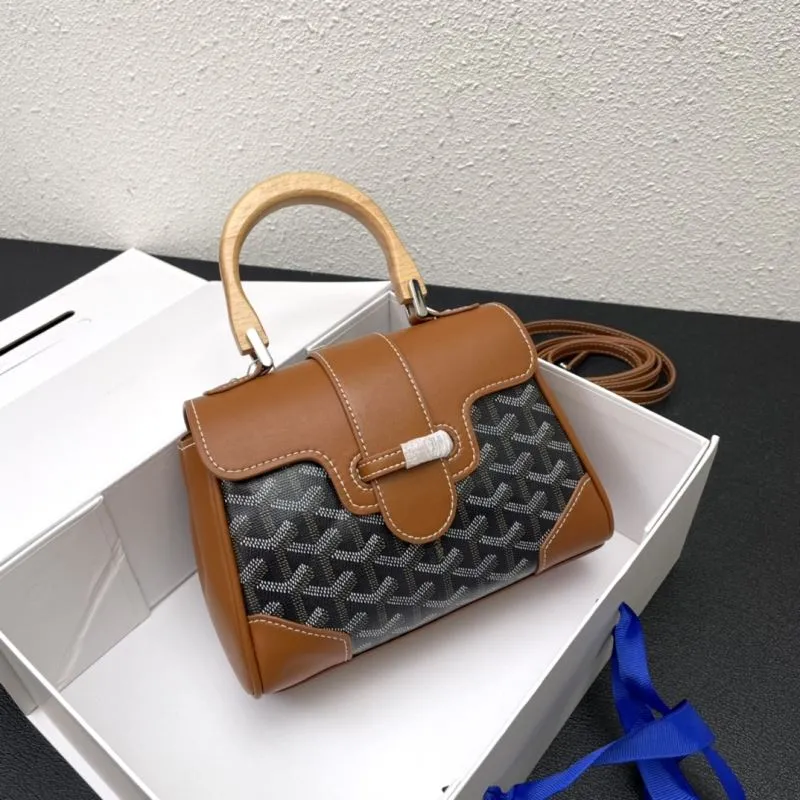 Goyard Brown Black Top Handle Crossbody Bag