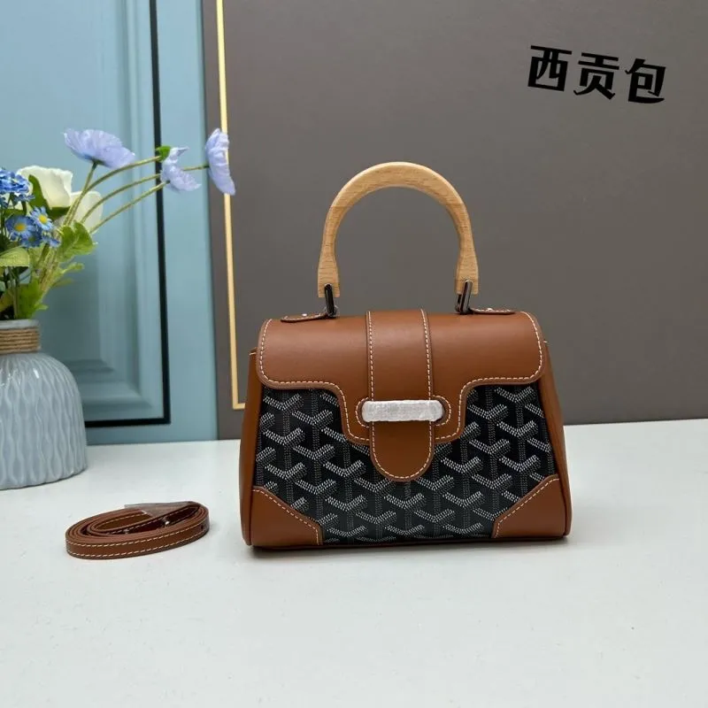 Goyard Brown Black Mini Top Handle Crossbody Bag 508