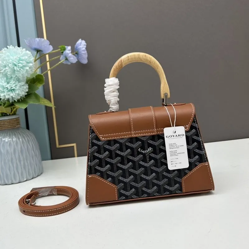 Goyard Saigon Brown Black Top Handle Bag - Image 3