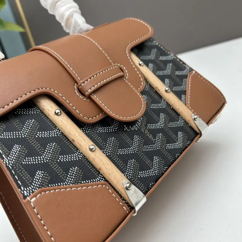 Goyard Saigon Brown Black Top Handle Bag - Image 4