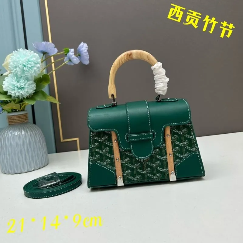 Goyard Green Saigon Top Handle Bag 21x14x9cm