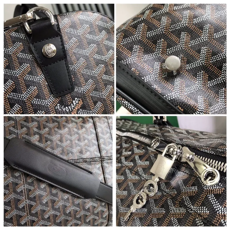 Goyard Black Monogram Travel Duffel Bag 26 - Image 9