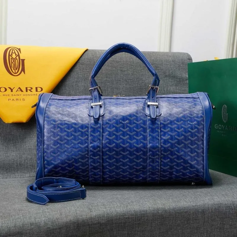 Goyard Blue Travel Duffel Bag with Shoulder Strap
