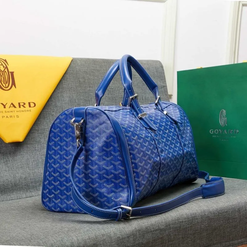 Alternative view of Goyard Blue Travel Duffel Bag with Shoulder Strap