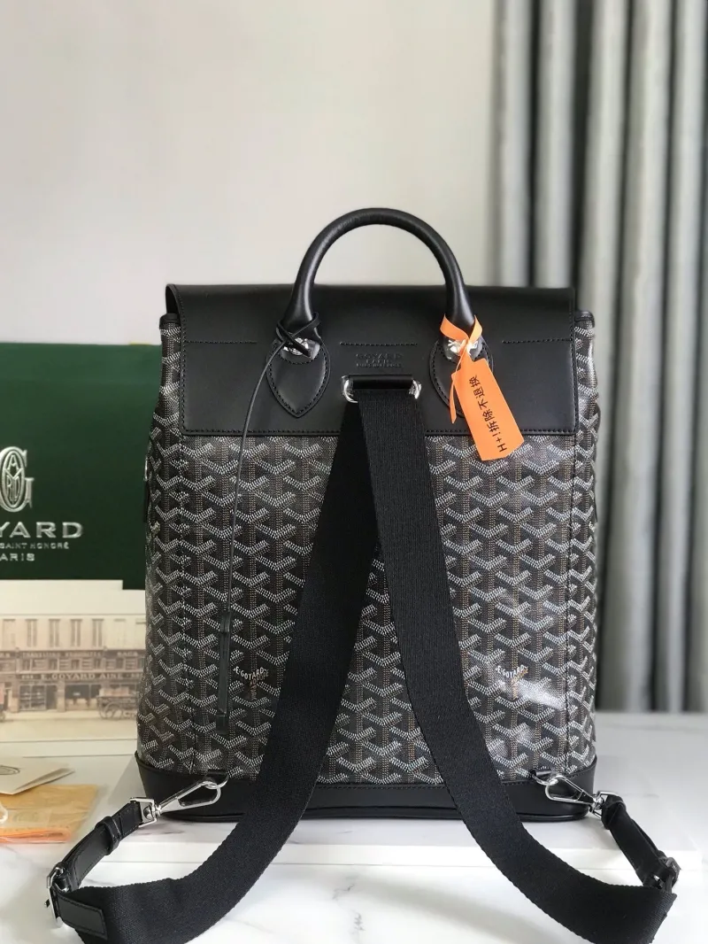 Goyard Black Monogram Leather Backpack - Image 3