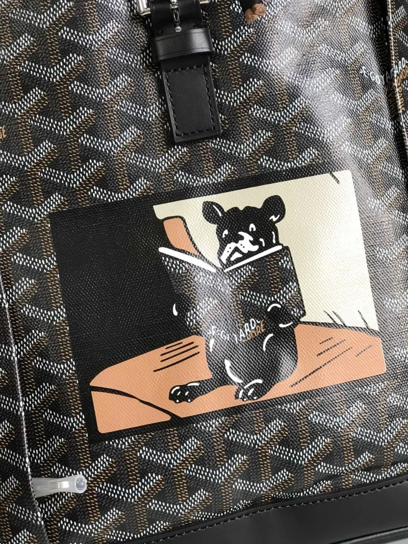 Goyard Black Monogram Leather Backpack - Image 5