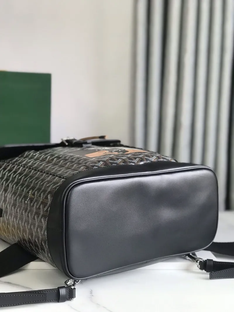 Goyard Black Monogram Leather Backpack - Image 7