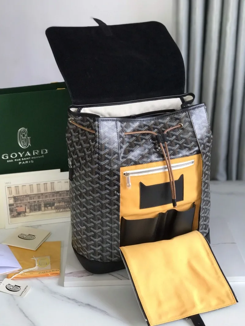 Goyard Black Monogram Leather Backpack - Image 8