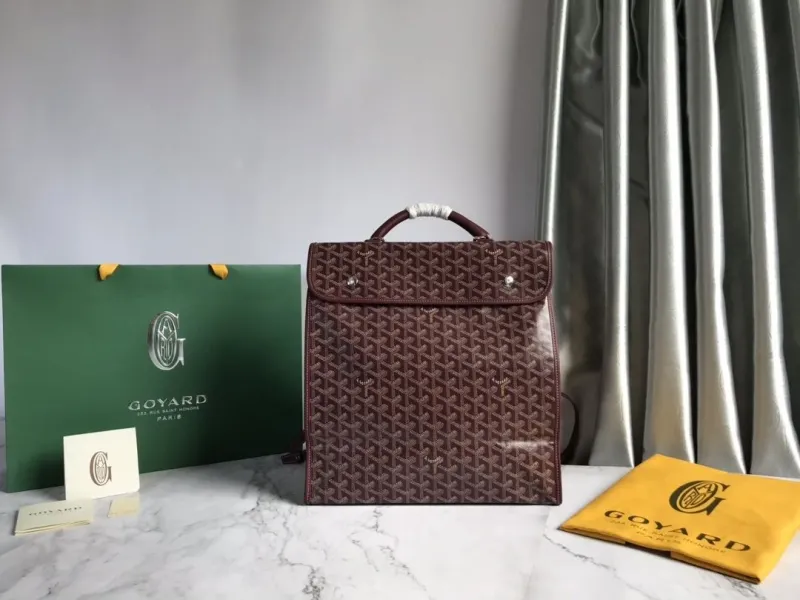 Goyard Luxury Burgundy Leather Backpack