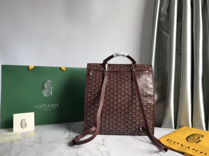 Alternative view of Goyard Luxury Burgundy Leather Backpack
