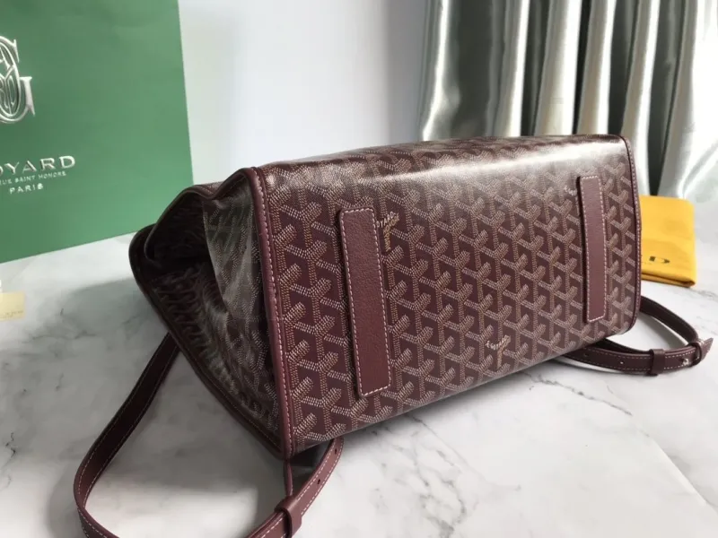 Goyard Luxury Burgundy Leather Backpack - Image 3