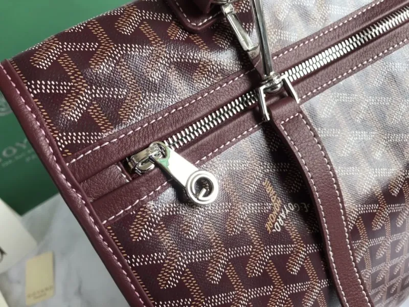 Goyard Luxury Burgundy Leather Backpack - Image 4