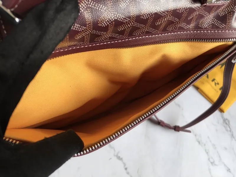 Goyard Luxury Burgundy Leather Backpack - Image 6