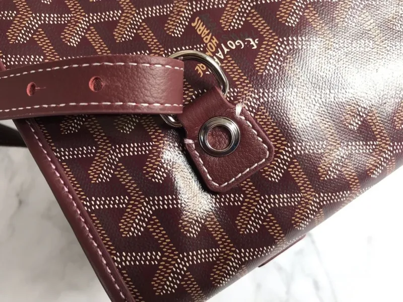 Goyard Luxury Burgundy Leather Backpack - Image 7
