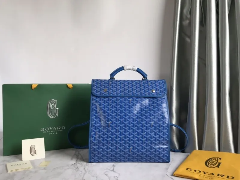 Goyard Blue Signature Canvas Backpack
