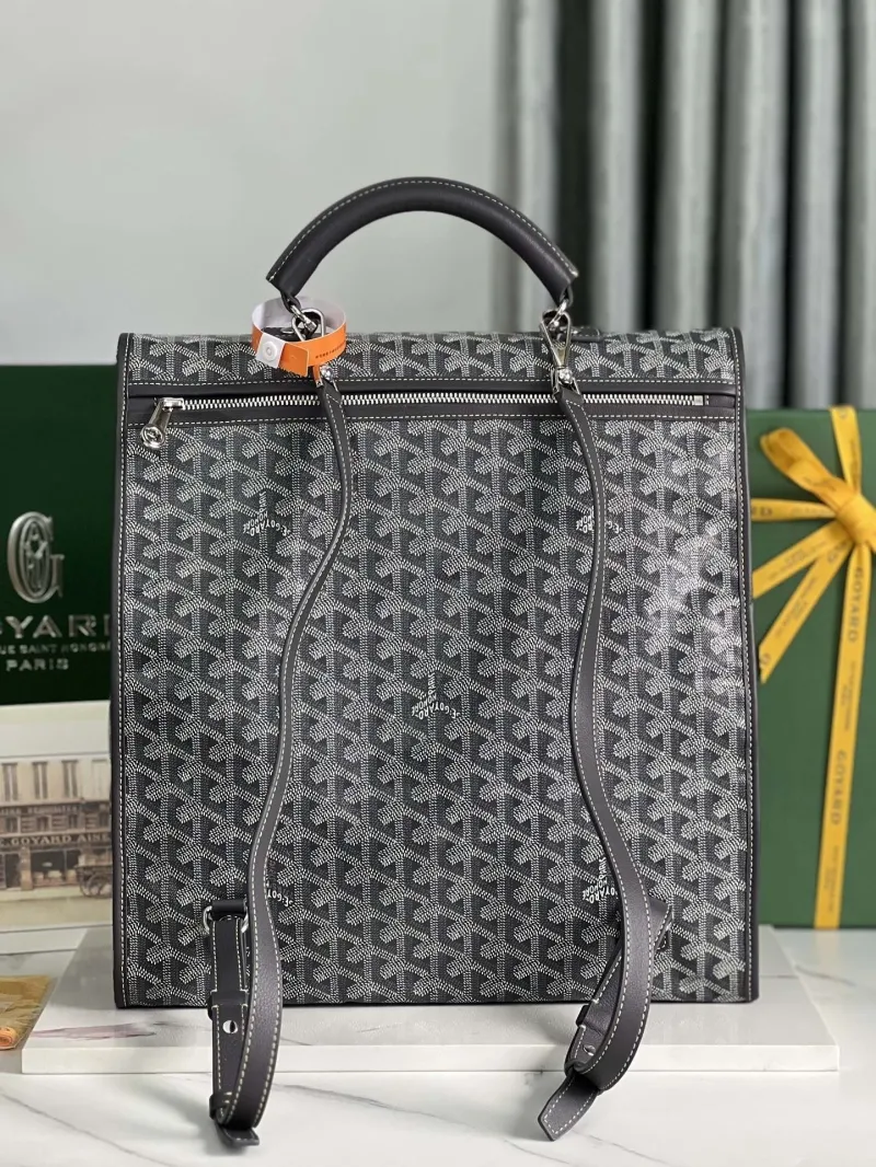 Goyard Gray Monogram Leather Backpack - Image 3