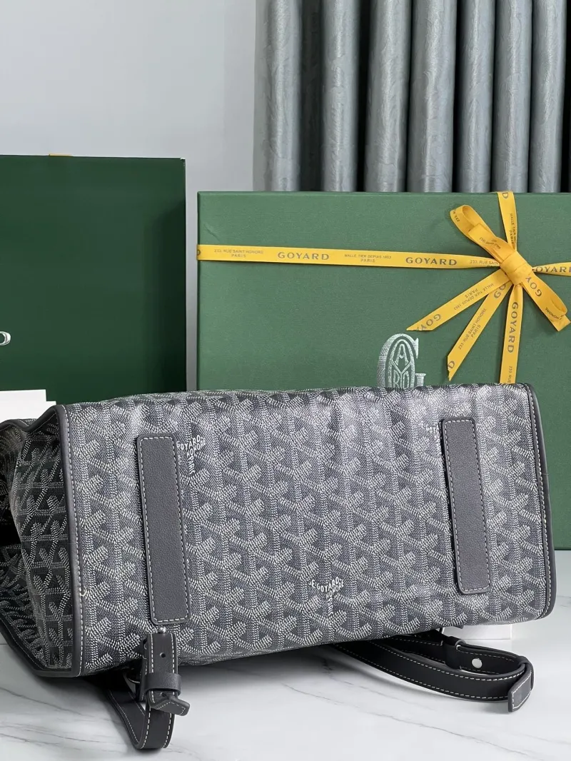 Goyard Gray Monogram Leather Backpack - Image 4