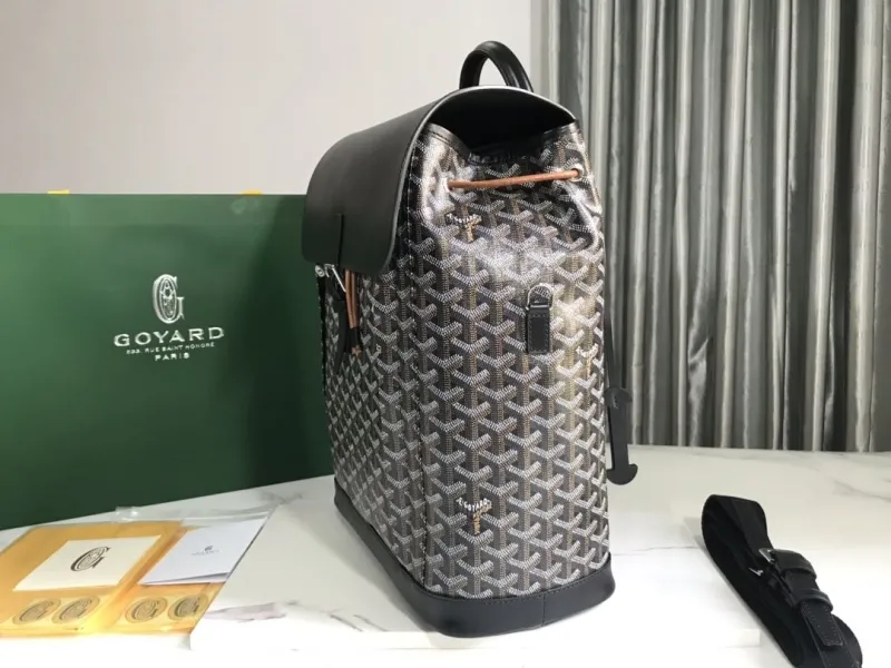 Alternative view of Goyard Black Canvas Leather Backpack