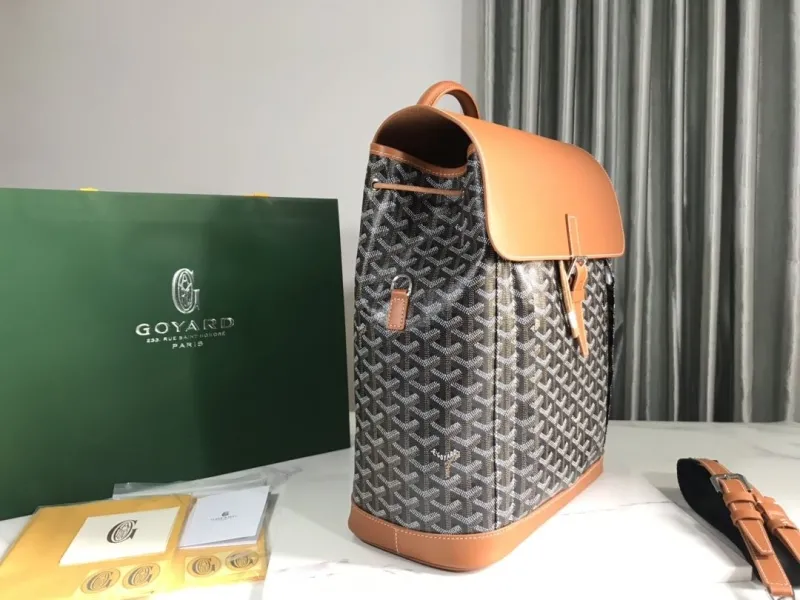 Alternative view of Goyard Black Tan Leather Backpack