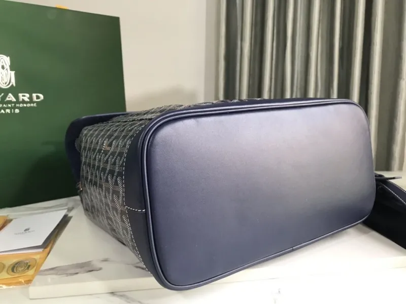 Goyard Navy Blue Canvas Leather Backpack - Image 4