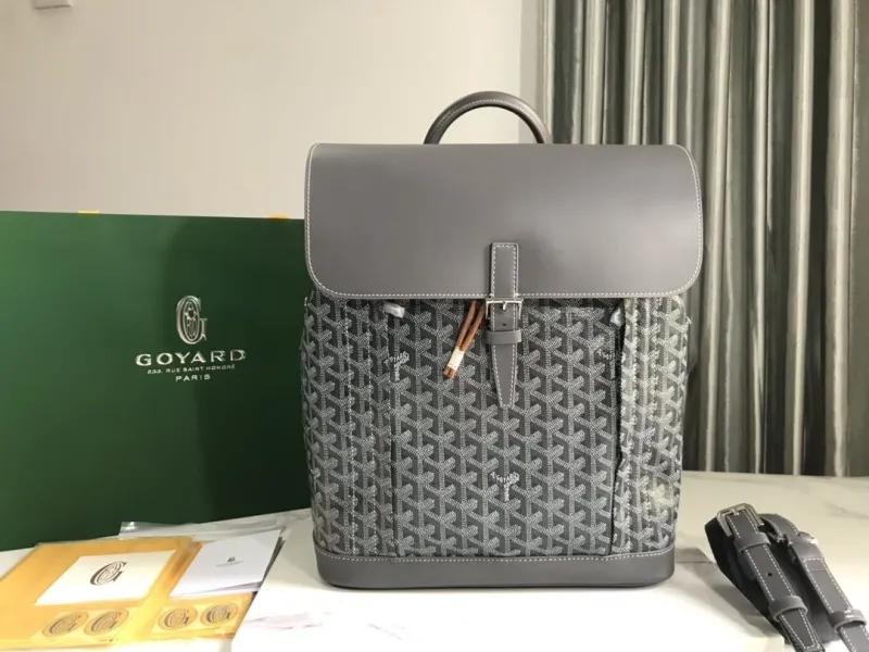 Luxury Goyard Gray Canvas Backpack