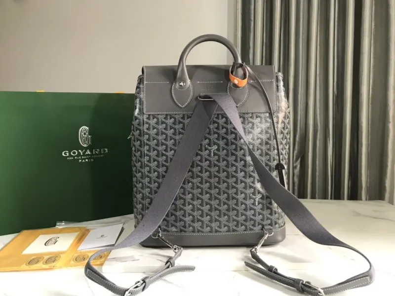 Luxury Goyard Gray Canvas Backpack - Image 3