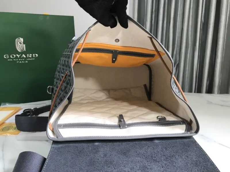 Luxury Goyard Gray Canvas Backpack - Image 6